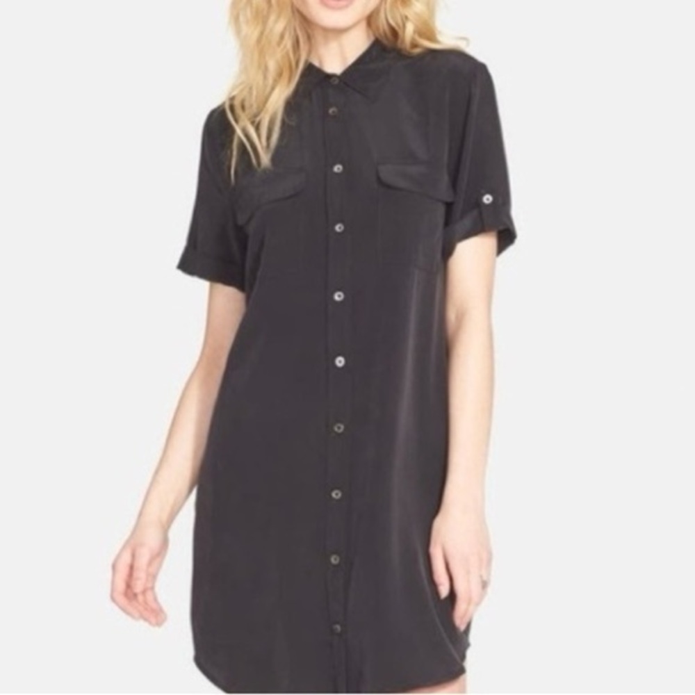 Equipment Black Short Sleeve Shirt Dress